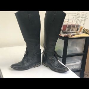 LAX Tall Women’s Black Leather Riding Boots Size 7M